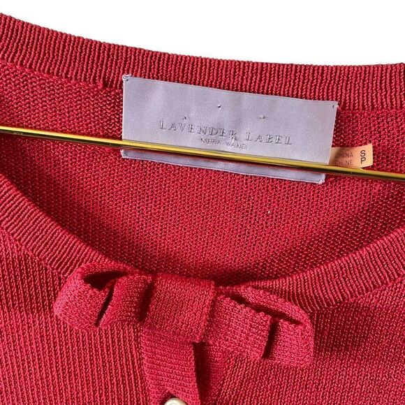 Vera Wang Lavander Label Cotton Bow Detail Cardigan Sweater Size SP - Picture 3 of 10